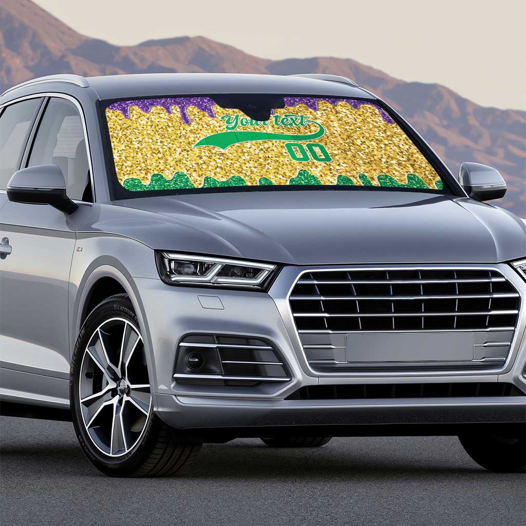 Custom Mardi Gras Dripping Auto Sun Shade Baseball Sparkling Drip Motif - Wonder Print Shop