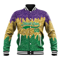 Custom Mardi Gras Dripping Baseball Jacket Baseball Sparkling Drip Motif - Wonder Print Shop