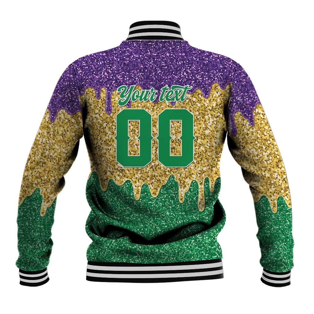Custom Mardi Gras Dripping Baseball Jacket Baseball Sparkling Drip Motif - Wonder Print Shop