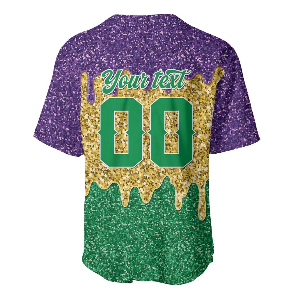 Custom Mardi Gras Dripping Baseball Jersey Baseball Sparkling Drip Motif - Wonder Print Shop