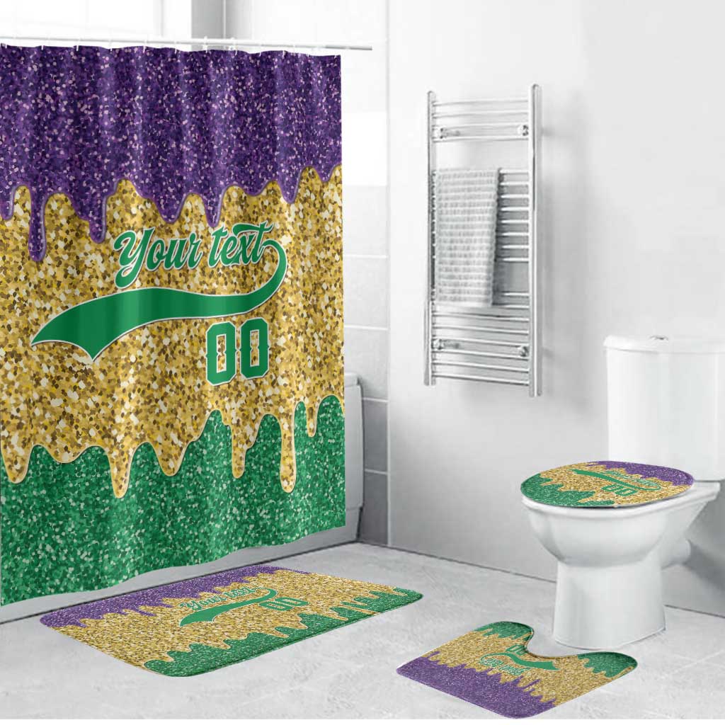 Custom Mardi Gras Dripping Bathroom Set Baseball Sparkling Drip Motif - Wonder Print Shop
