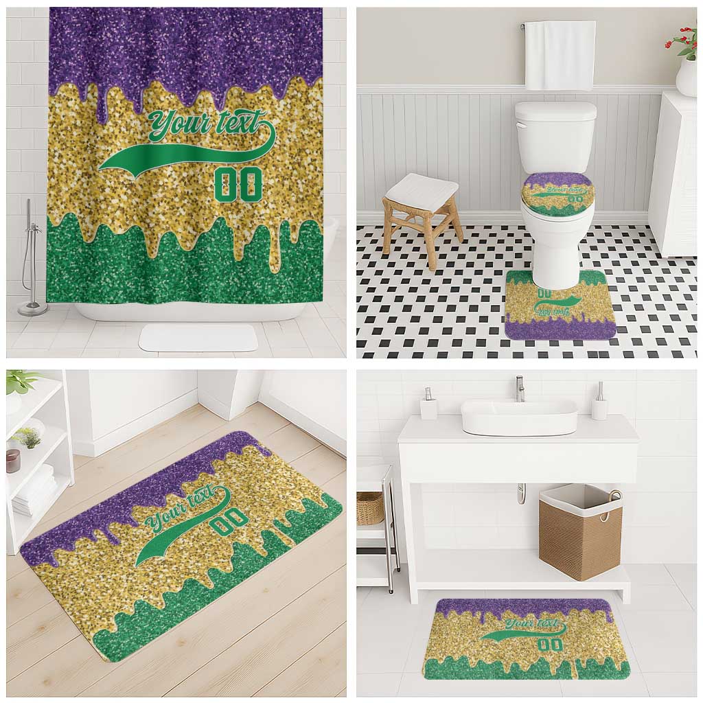 Custom Mardi Gras Dripping Bathroom Set Baseball Sparkling Drip Motif - Wonder Print Shop