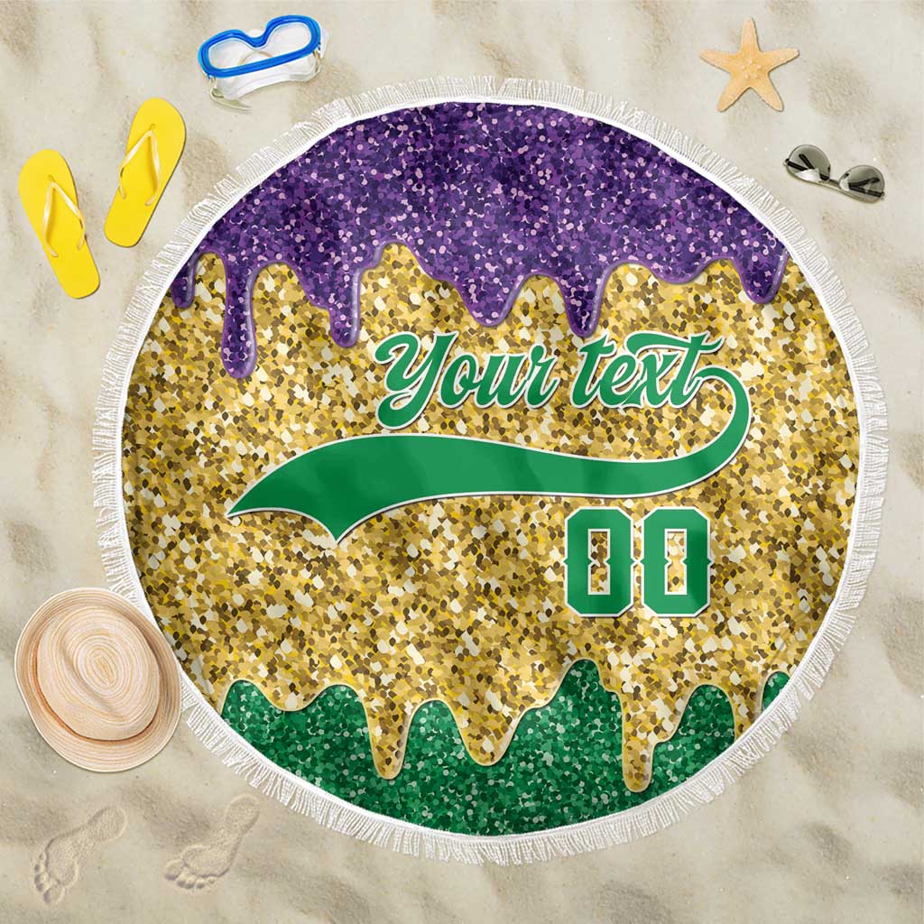 Custom Mardi Gras Dripping Beach Blanket Baseball Sparkling Drip Motif - Wonder Print Shop