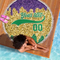 Custom Mardi Gras Dripping Beach Blanket Baseball Sparkling Drip Motif - Wonder Print Shop