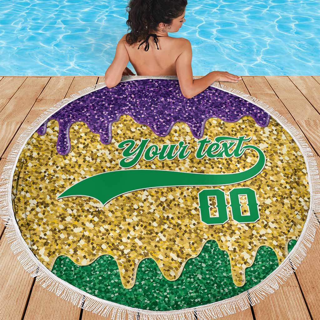 Custom Mardi Gras Dripping Beach Blanket Baseball Sparkling Drip Motif - Wonder Print Shop