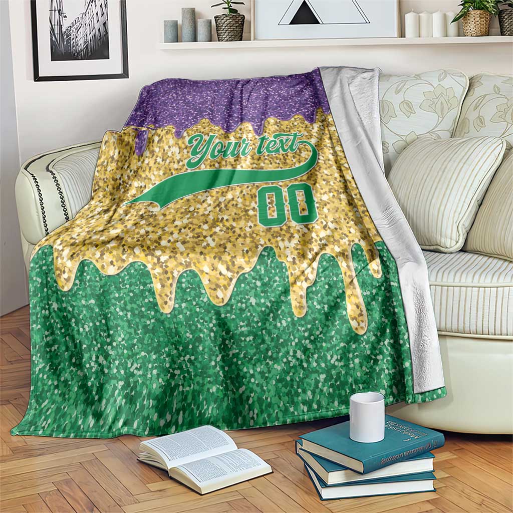 Custom Mardi Gras Dripping Blanket Baseball Sparkling Drip Motif - Wonder Print Shop