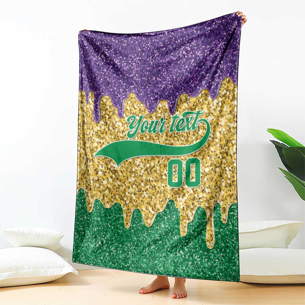 Custom Mardi Gras Dripping Blanket Baseball Sparkling Drip Motif - Wonder Print Shop
