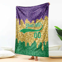 Custom Mardi Gras Dripping Blanket Baseball Sparkling Drip Motif - Wonder Print Shop