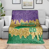 Custom Mardi Gras Dripping Blanket Baseball Sparkling Drip Motif - Wonder Print Shop