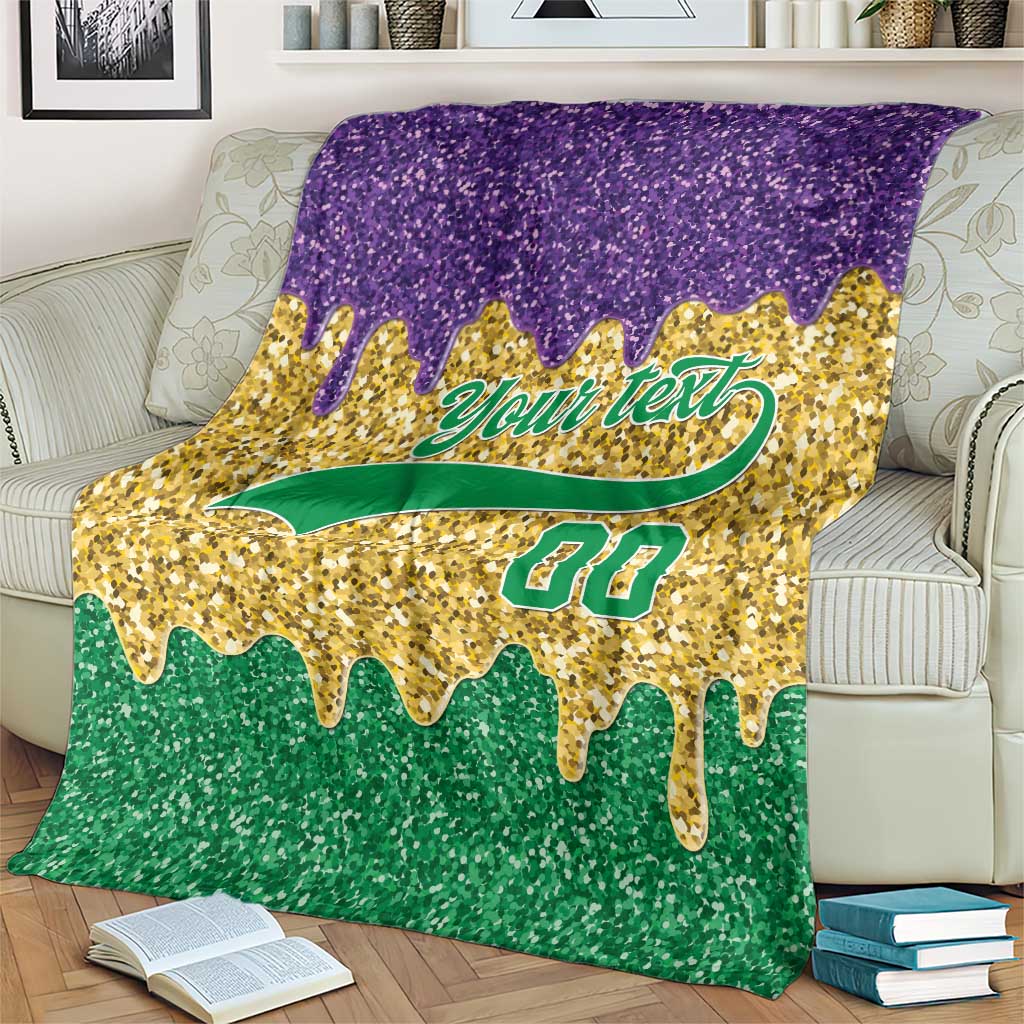 Custom Mardi Gras Dripping Blanket Baseball Sparkling Drip Motif - Wonder Print Shop