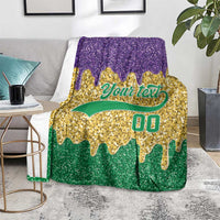 Custom Mardi Gras Dripping Blanket Baseball Sparkling Drip Motif - Wonder Print Shop