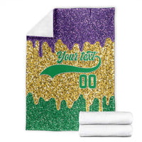 Custom Mardi Gras Dripping Blanket Baseball Sparkling Drip Motif - Wonder Print Shop