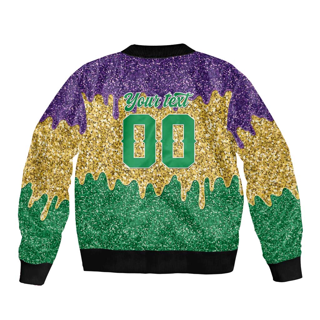 Custom Mardi Gras Dripping Bomber Jacket Baseball Sparkling Drip Motif - Wonder Print Shop