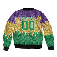 Custom Mardi Gras Dripping Bomber Jacket Baseball Sparkling Drip Motif - Wonder Print Shop