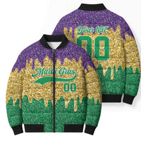 Custom Mardi Gras Dripping Bomber Puffer Jacket Baseball Sparkling Drip Motif - Wonder Print Shop