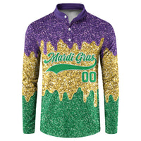 Custom Mardi Gras Dripping Button Sweatshirt Baseball Sparkling Drip Motif - Wonder Print Shop