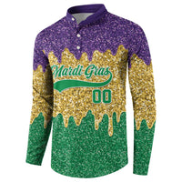 Custom Mardi Gras Dripping Button Sweatshirt Baseball Sparkling Drip Motif - Wonder Print Shop