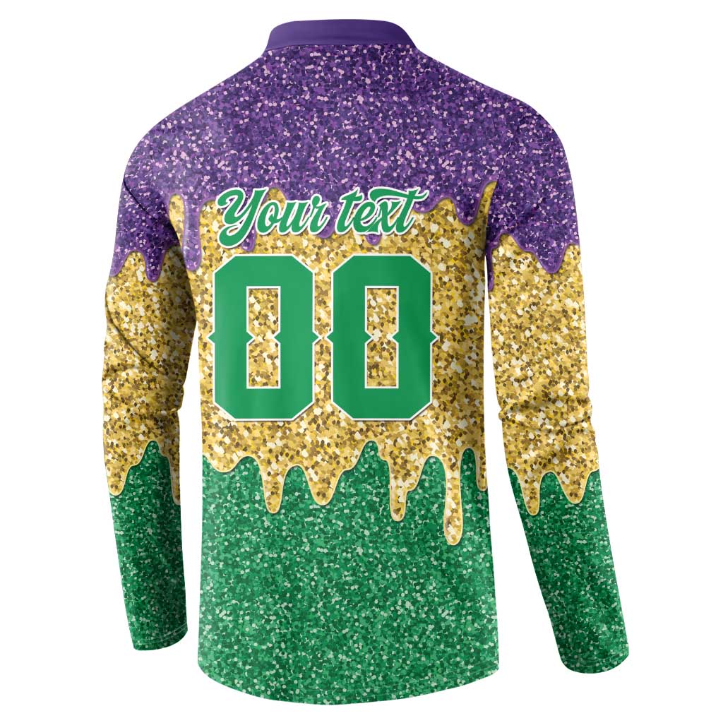 Custom Mardi Gras Dripping Button Sweatshirt Baseball Sparkling Drip Motif - Wonder Print Shop