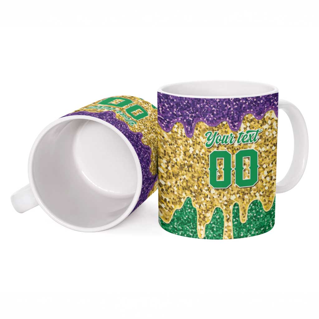 Custom Mardi Gras Dripping Ceramic Mug Baseball Sparkling Drip Motif - Wonder Print Shop