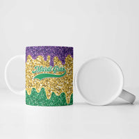 Custom Mardi Gras Dripping Ceramic Mug Baseball Sparkling Drip Motif - Wonder Print Shop
