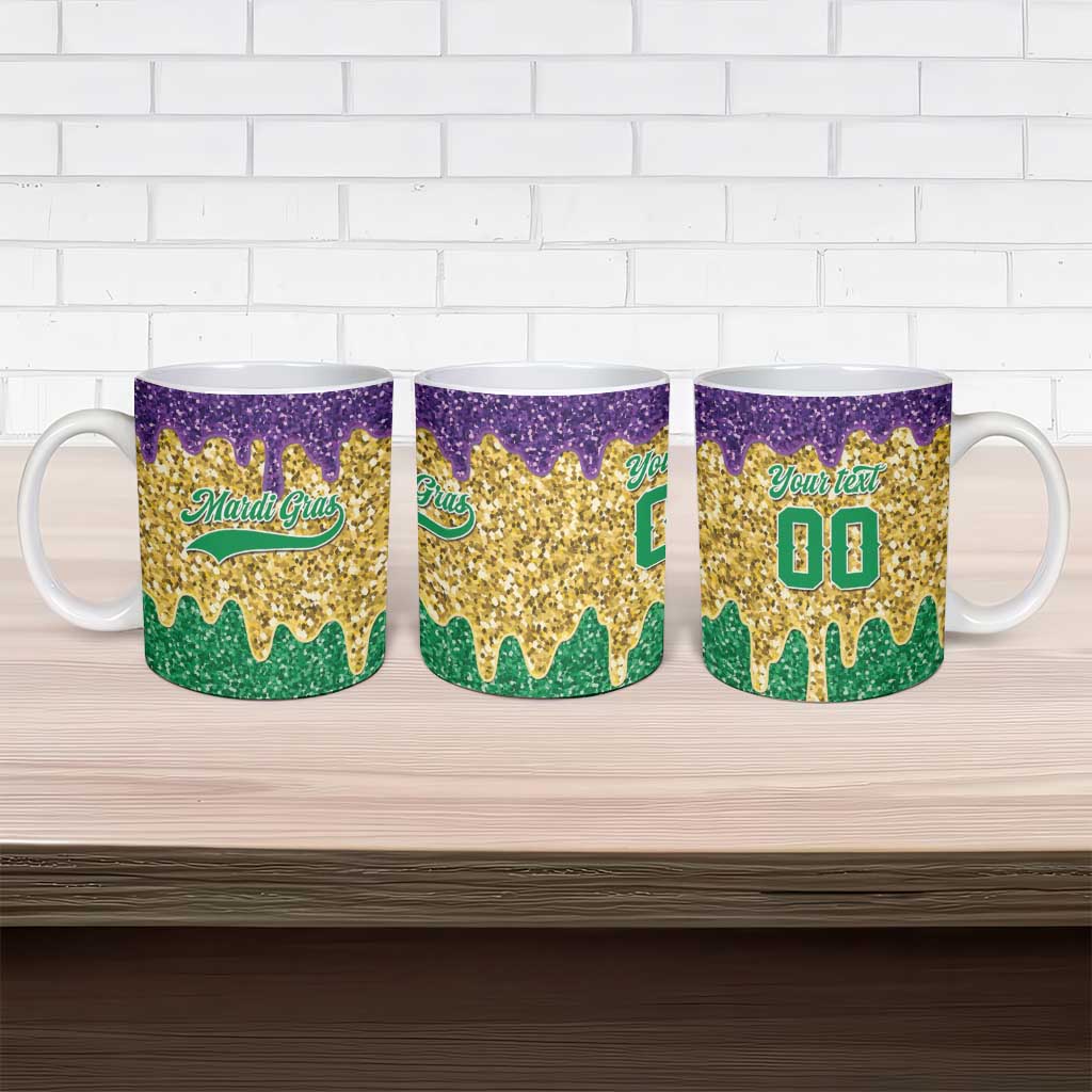 Custom Mardi Gras Dripping Ceramic Mug Baseball Sparkling Drip Motif - Wonder Print Shop