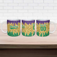 Custom Mardi Gras Dripping Ceramic Mug Baseball Sparkling Drip Motif - Wonder Print Shop