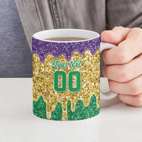 Custom Mardi Gras Dripping Ceramic Mug Baseball Sparkling Drip Motif - Wonder Print Shop