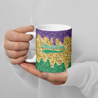 Custom Mardi Gras Dripping Ceramic Mug Baseball Sparkling Drip Motif - Wonder Print Shop