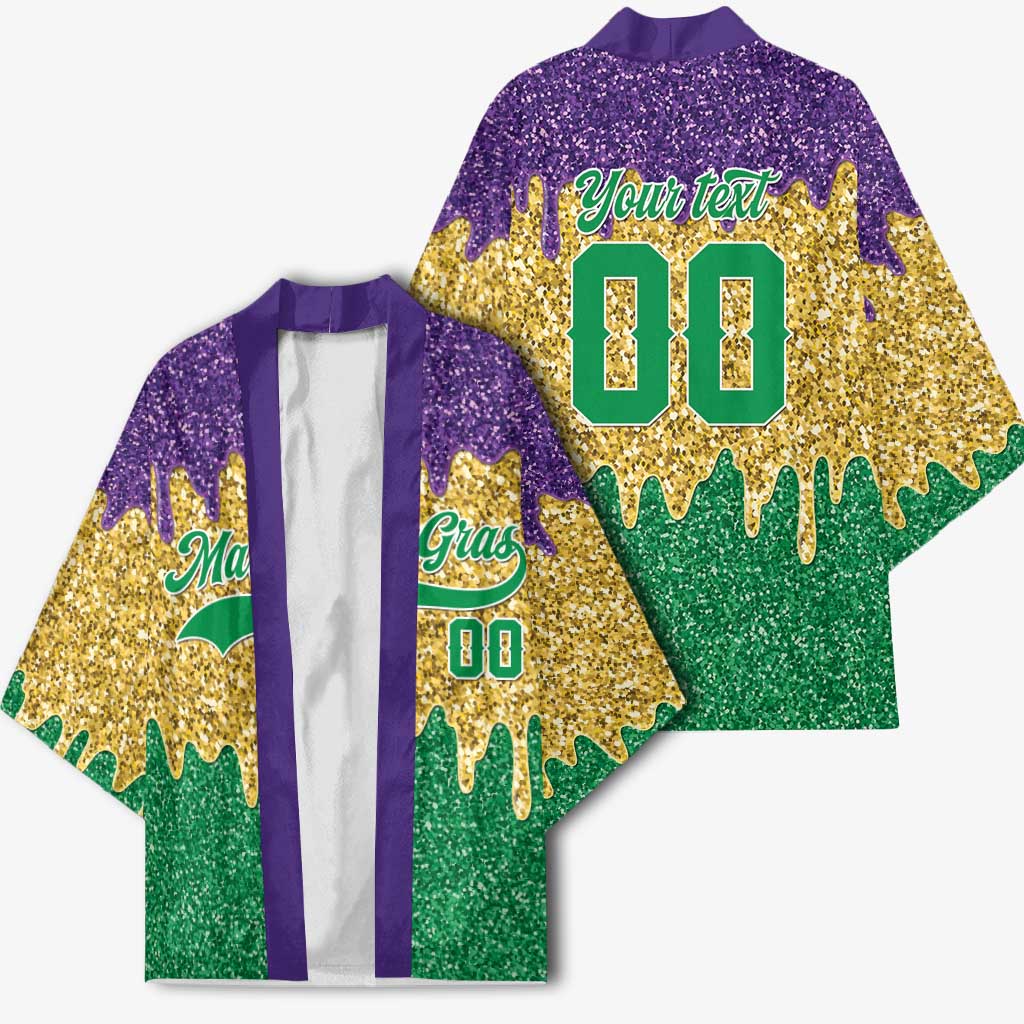 Custom Mardi Gras Dripping Kimono Baseball Sparkling Drip Motif - Wonder Print Shop
