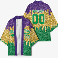 Custom Mardi Gras Dripping Kimono Baseball Sparkling Drip Motif - Wonder Print Shop