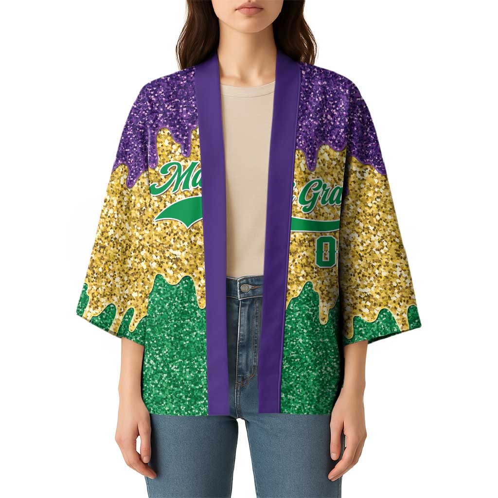 Custom Mardi Gras Dripping Kimono Baseball Sparkling Drip Motif - Wonder Print Shop