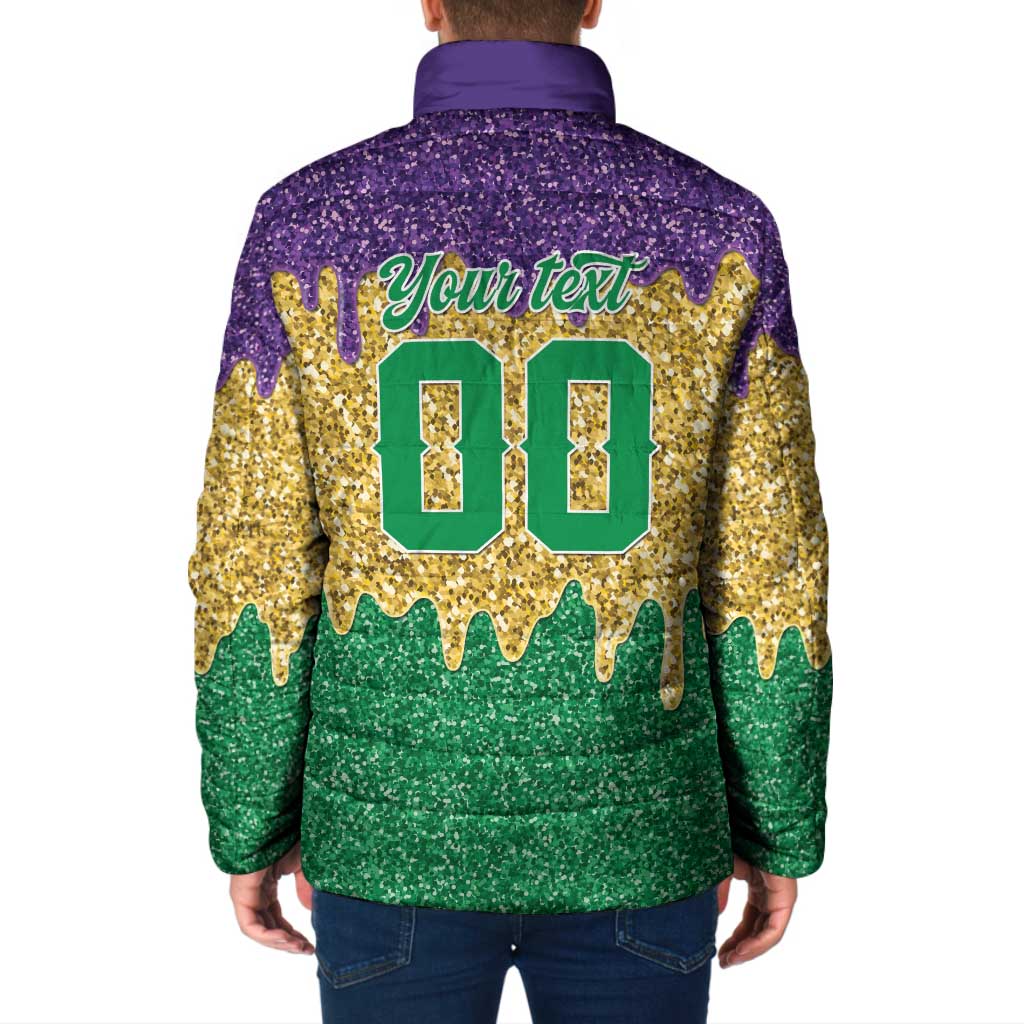 Custom Mardi Gras Dripping Padded Jacket Baseball Sparkling Drip Motif - Wonder Print Shop