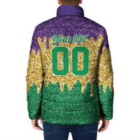 Custom Mardi Gras Dripping Padded Jacket Baseball Sparkling Drip Motif - Wonder Print Shop