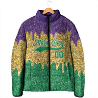 Custom Mardi Gras Dripping Padded Jacket Baseball Sparkling Drip Motif - Wonder Print Shop