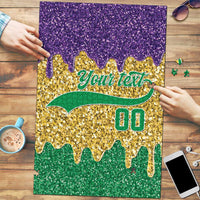 Custom Mardi Gras Dripping Puzzle Baseball Sparkling Drip Motif - Wonder Print Shop
