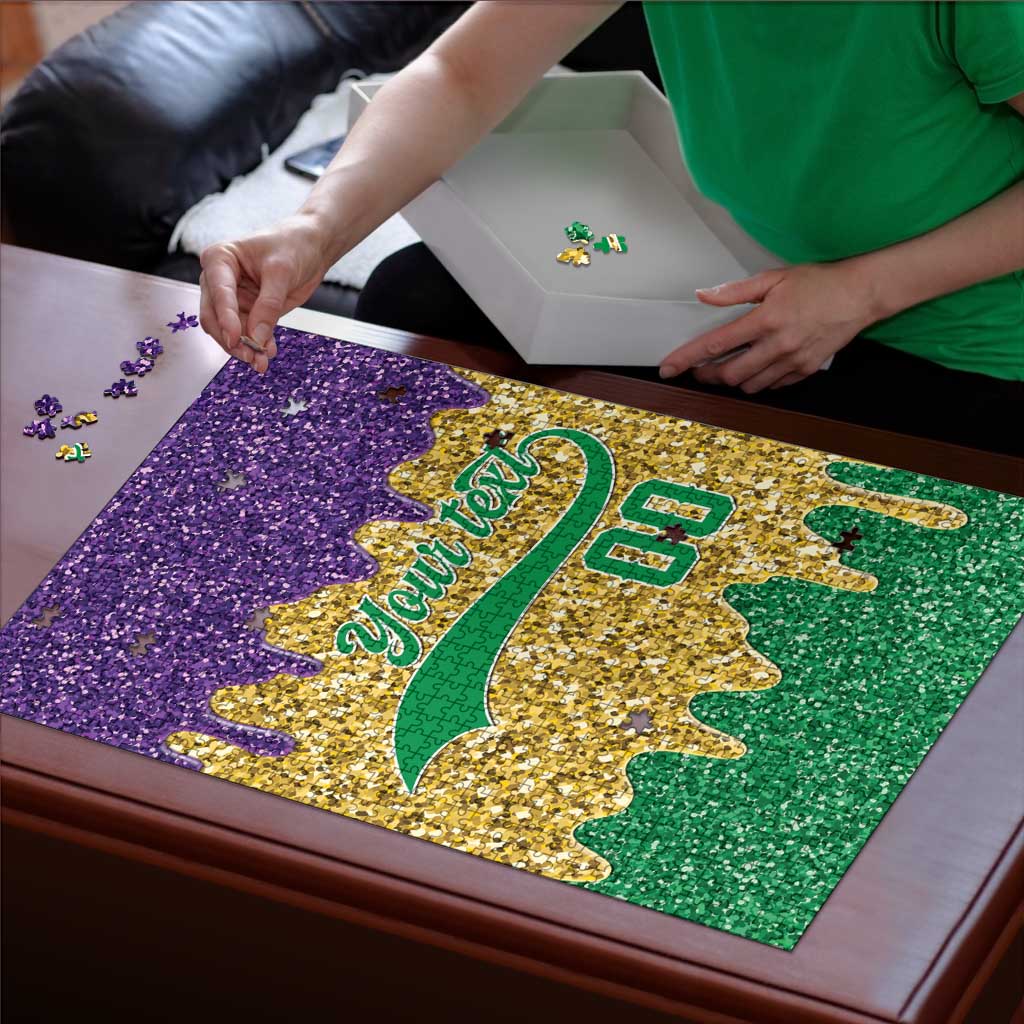 Custom Mardi Gras Dripping Puzzle Baseball Sparkling Drip Motif - Wonder Print Shop