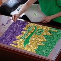 Custom Mardi Gras Dripping Puzzle Baseball Sparkling Drip Motif - Wonder Print Shop