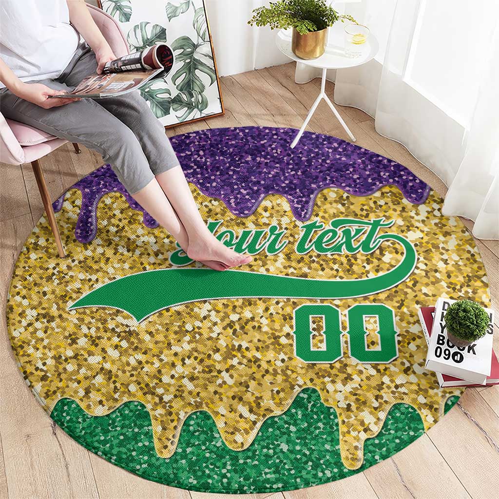 Custom Mardi Gras Dripping Round Carpet Baseball Sparkling Drip Motif - Wonder Print Shop