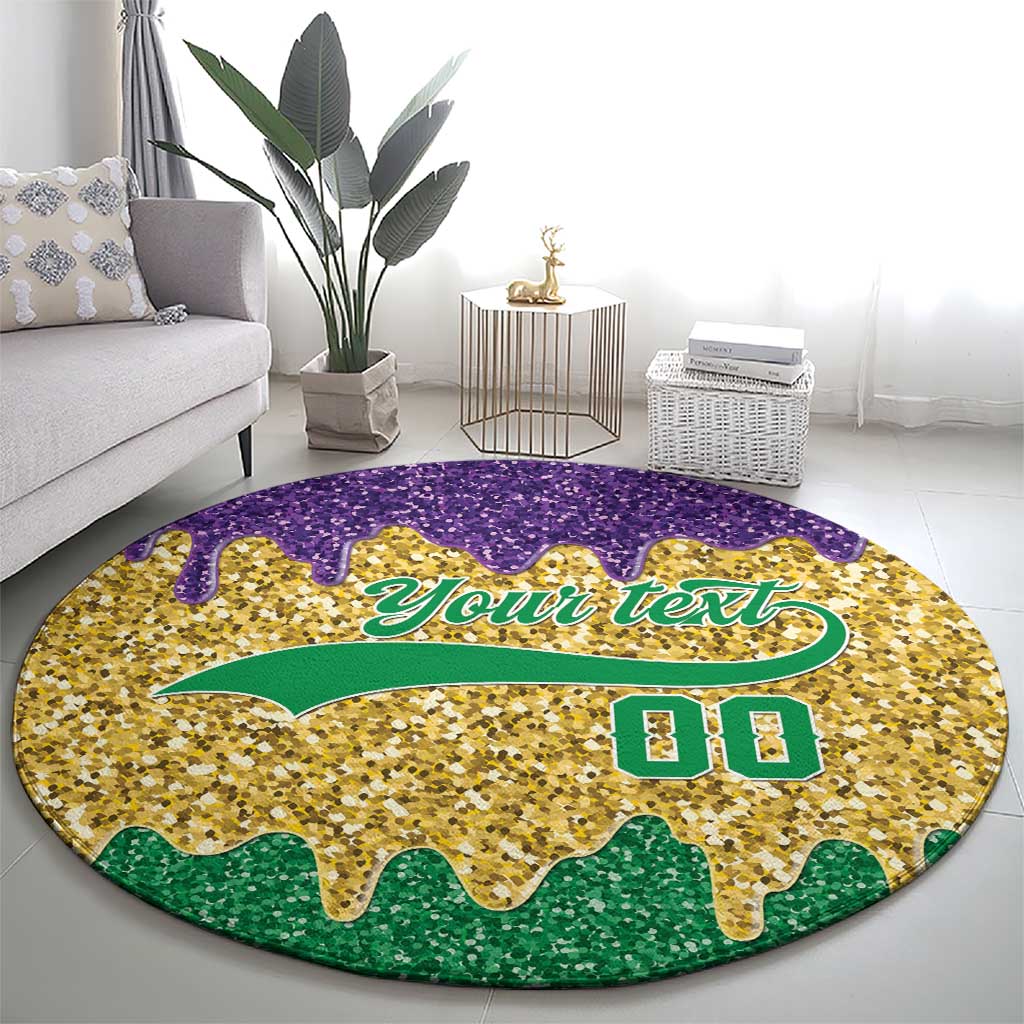 Custom Mardi Gras Dripping Round Carpet Baseball Sparkling Drip Motif - Wonder Print Shop