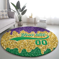 Custom Mardi Gras Dripping Round Carpet Baseball Sparkling Drip Motif - Wonder Print Shop