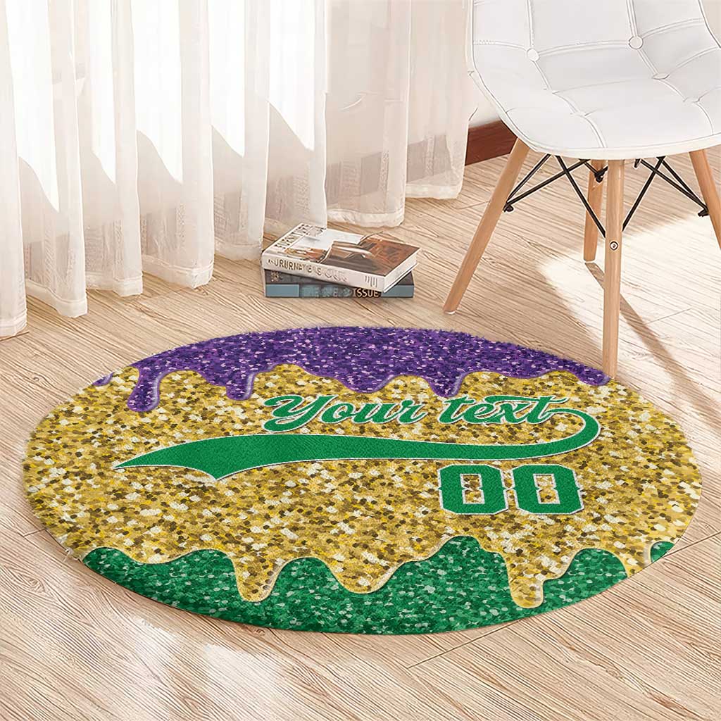 Custom Mardi Gras Dripping Round Carpet Baseball Sparkling Drip Motif - Wonder Print Shop