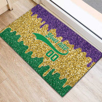 Custom Mardi Gras Dripping Rubber Doormat Baseball Sparkling Drip Motif - Wonder Print Shop