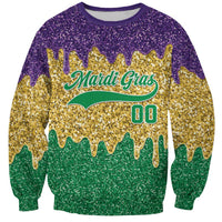 Custom Mardi Gras Dripping Sweatshirt Baseball Sparkling Drip Motif - Wonder Print Shop