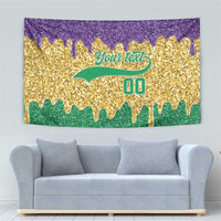 Custom Mardi Gras Dripping Tapestry Baseball Sparkling Drip Motif - Wonder Print Shop