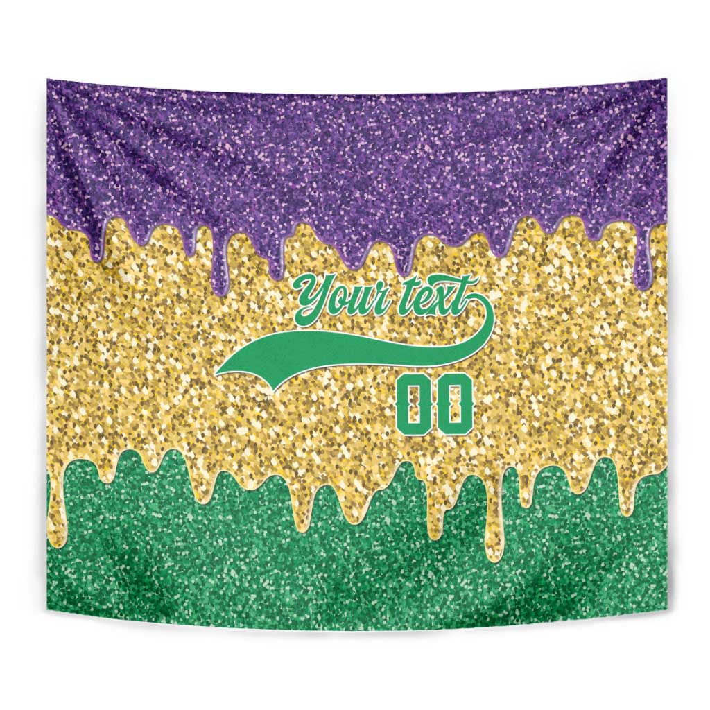 Custom Mardi Gras Dripping Tapestry Baseball Sparkling Drip Motif - Wonder Print Shop