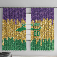 Custom Mardi Gras Dripping Window Curtain Baseball Sparkling Drip Motif - Wonder Print Shop