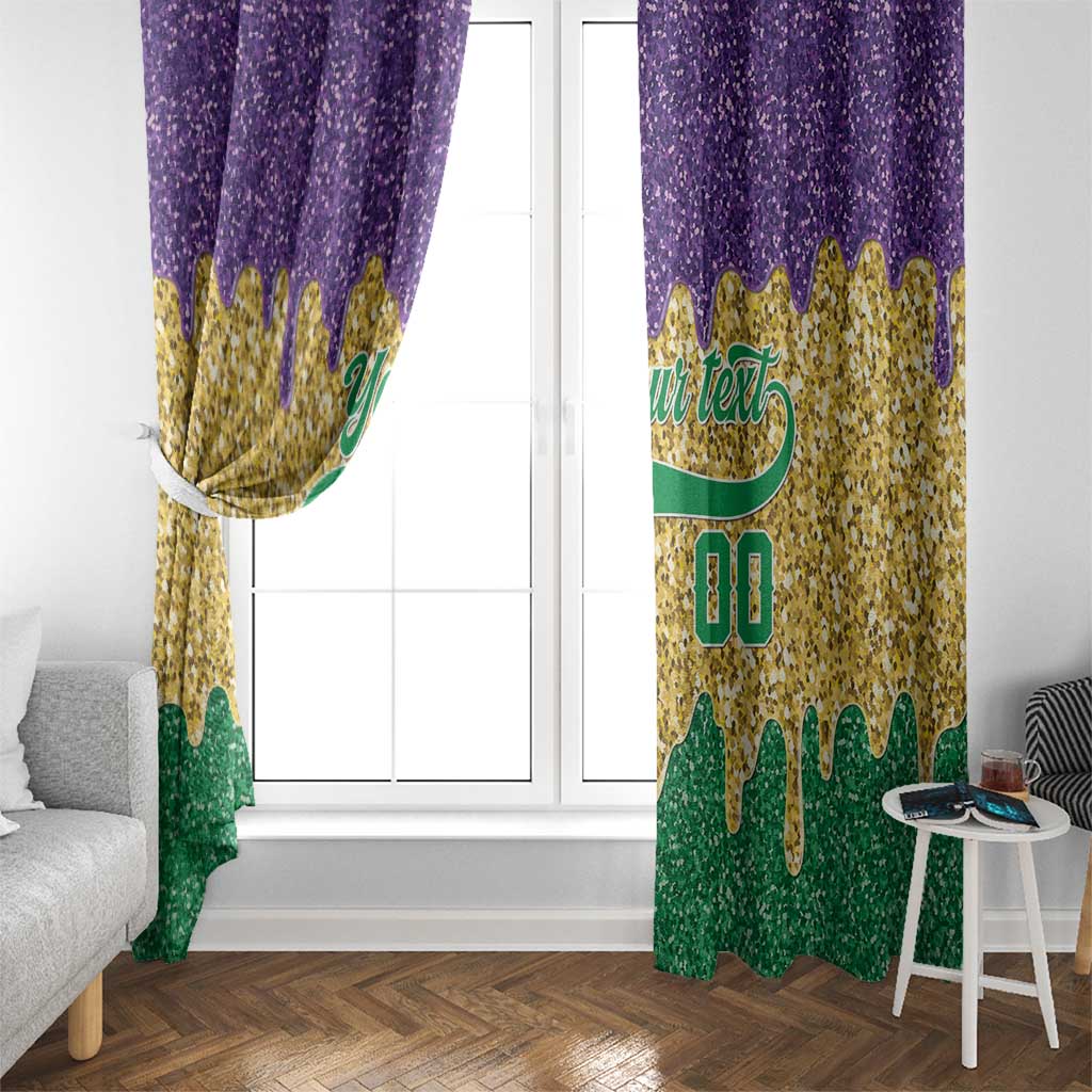 Custom Mardi Gras Dripping Window Curtain Baseball Sparkling Drip Motif - Wonder Print Shop