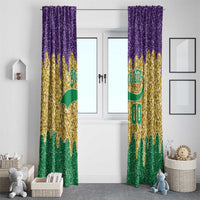 Custom Mardi Gras Dripping Window Curtain Baseball Sparkling Drip Motif - Wonder Print Shop