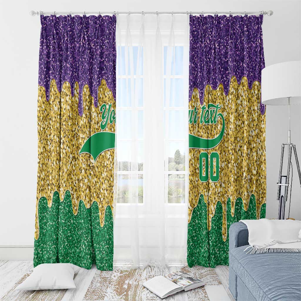 Custom Mardi Gras Dripping Window Curtain Baseball Sparkling Drip Motif - Wonder Print Shop