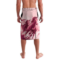 Pink lavalava wrap skirt with vertical horse graphic and elastic waistband